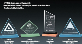 Large selection of acrylic awards