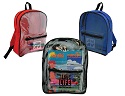 Clear backpacks with solid sides and back, assorted colors