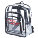 Clear backpacks & mesh backpacks are required today by many schools, certain facilities & large indoor/ outdoor sporting & entertainment events for security & safety. Ask about our large selection of solid backpacks too!