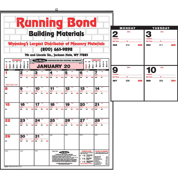 Custom Printed Contractor Extra Large Wall Calendars