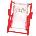 Red Frame with White Vinyl Seat. Mini Beach Chair Cell Phone Holder 
