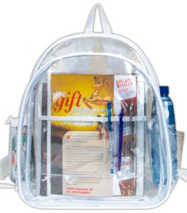 Clear Backpacks with White Trim and Available in Assorted Colors