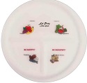 Custom Printed 10" unique portion plate! Features 3 compartments. Child size plate available too.