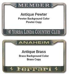Custom Metal License Frames, USA made