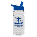 Custom Printed 20 oz Clear Water Bottle with Assorted color lids.